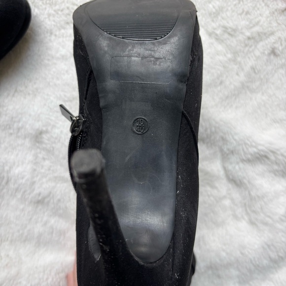 Le Château Stiletto Ankle Boots Black Suede Look Platform Booties Size 10/40 - Picture 8 of 12